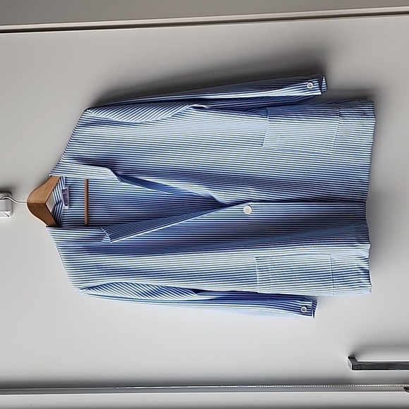 Vintage Image Oversized Pinstripe Single Button Crinkled Blazer Jacket - Picture 1 of 7